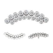 Titanium curved line cubic zirconia piercing top with M0.9 internal thread