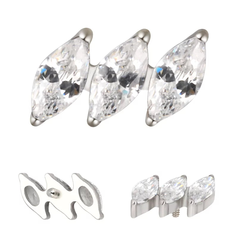 Titāna gredzens diagonāls markīzes formā