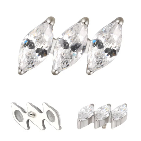 Titāna gredzens diagonāls markīzes formā