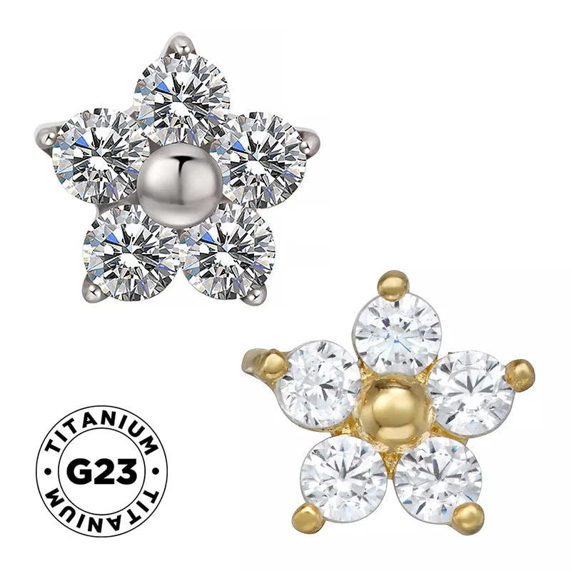 Титановое кольцо с цветком