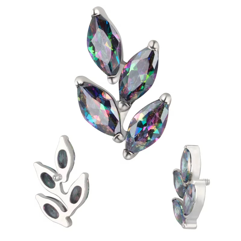 Титановое кольцо в форме листа