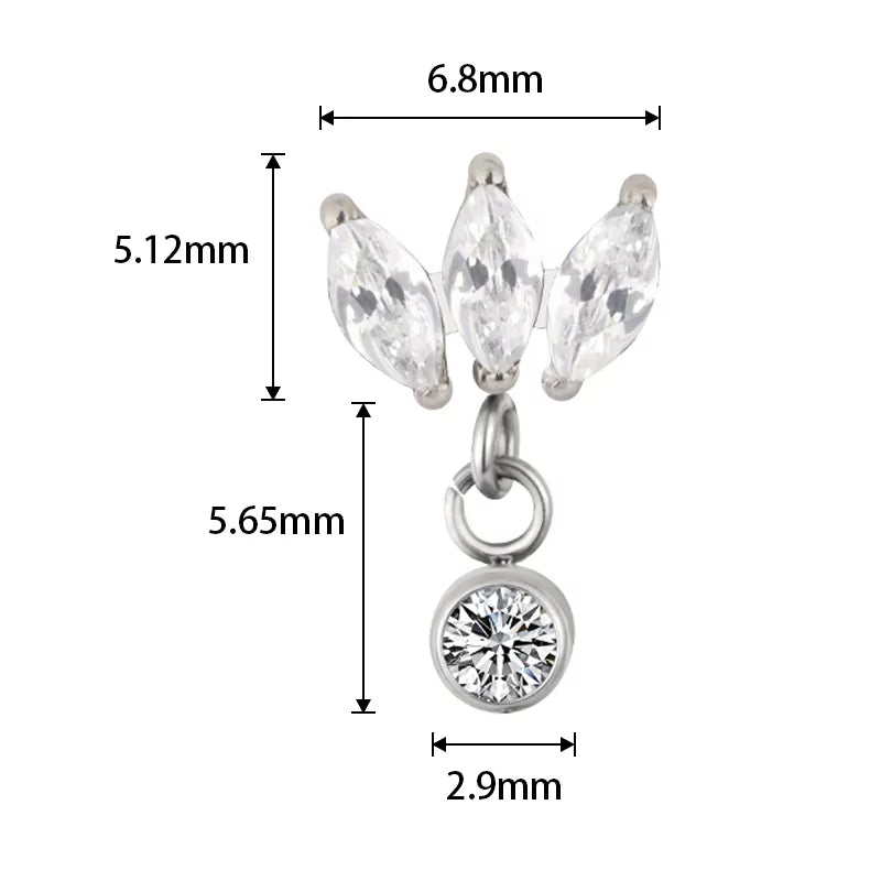 Titāna gredzens Marquise apmale