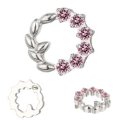 Titanium olive wreath cubic zirconia piercing top with M0.9 internal thread