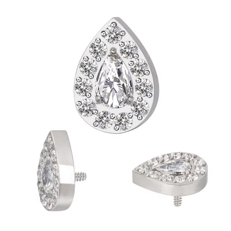 Титановое кольцо с грушевидной инкрустацией