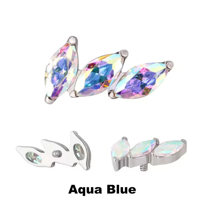 Титановые наконечники для колец 3-зубчатый изогнутый веер