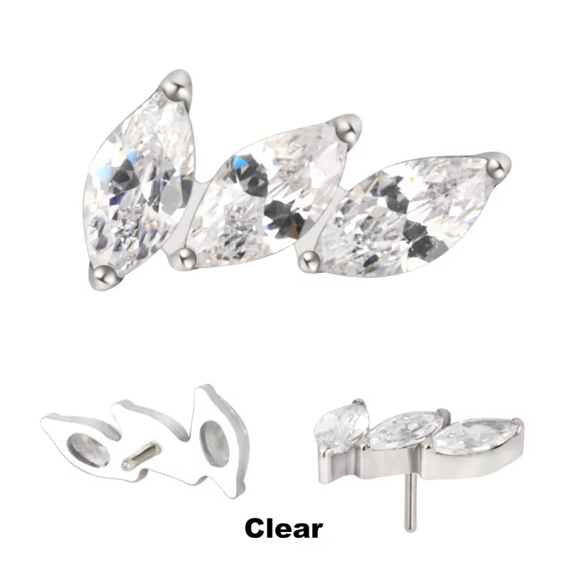 Титановые наконечники для колец 3-зубчатый изогнутый веер