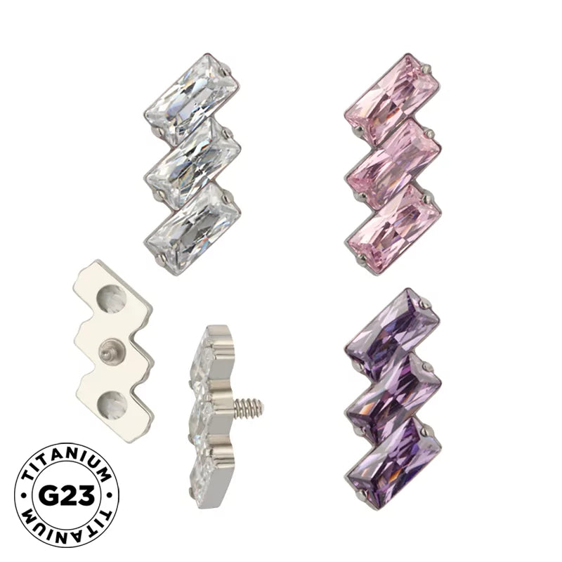 Титановые наконечники для колец 3 прямоугольных ободка