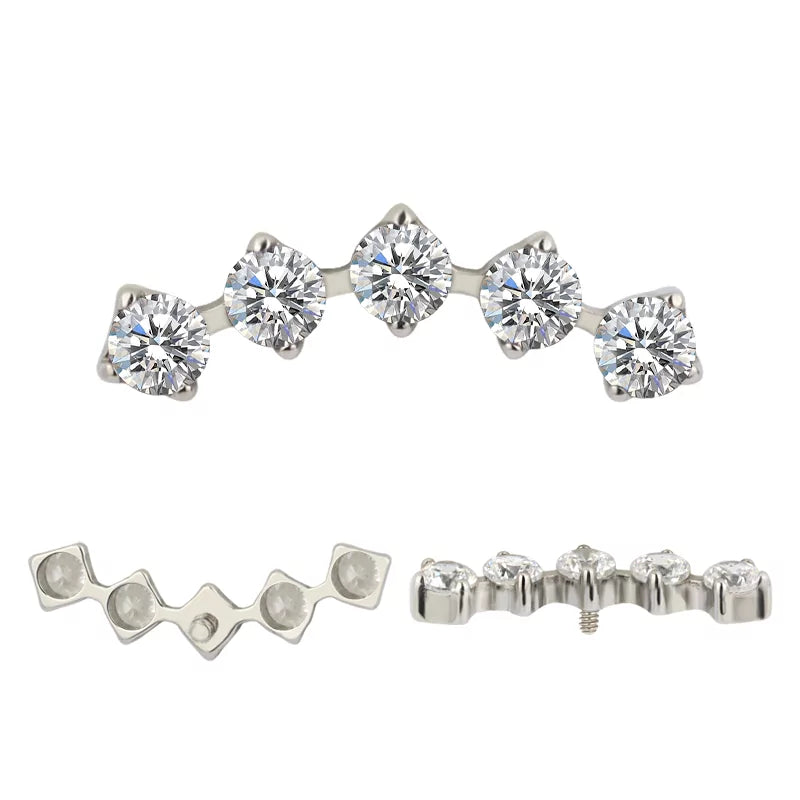 Титановые наконечники для колец с 5 зубцами, оправа из циркония