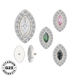 Titāna gredzena galiņi ar markīzes formas apmali