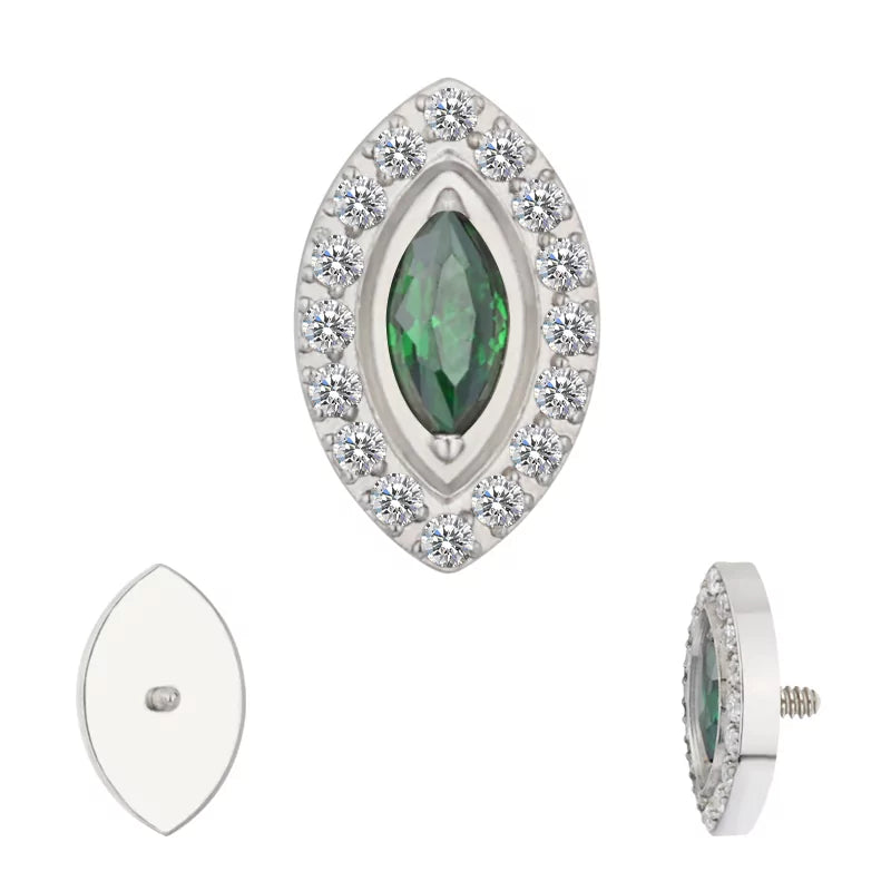 Titāna gredzena galiņi ar markīzes formas apmali