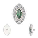 Titāna gredzena galiņi ar markīzes formas apmali