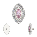 Titāna gredzena galiņi ar markīzes formas apmali