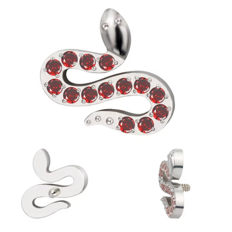 Титановые наконечники кольца с инкрустацией в виде змеи