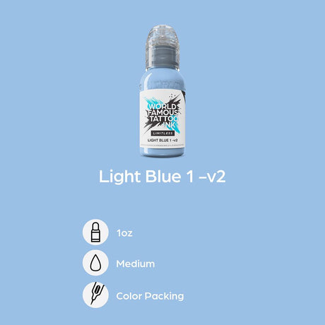 World Famous Limitless Tattoo Ink Light Blue 1 v2 30ml - BVShop